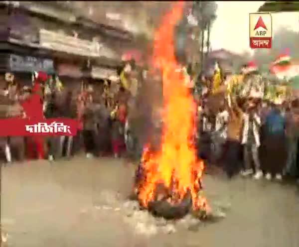  জিটিএ-র ত্রিপাক্ষিক চুক্তিপত্র পুড়িয়ে পাহাড়ে আন্দোলন মোর্চার