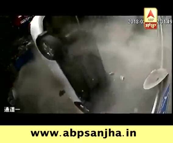  Car falls from second floor, Woman and her child injured