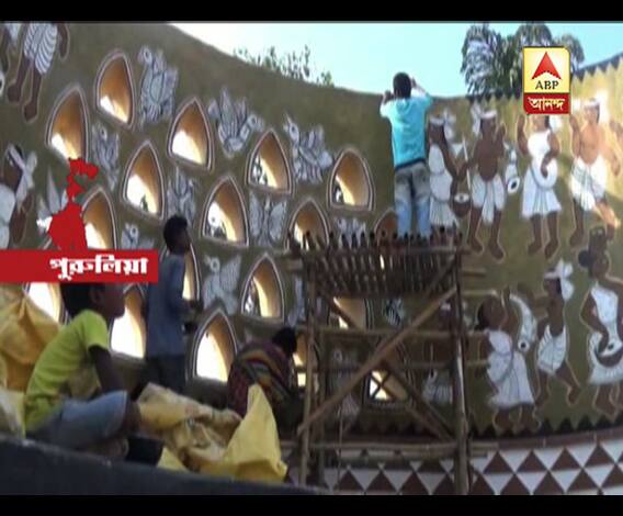 শারদ আনন্দ: পুরুলিয়ার এই পুজোর থিম আদিবাসী গ্রাম