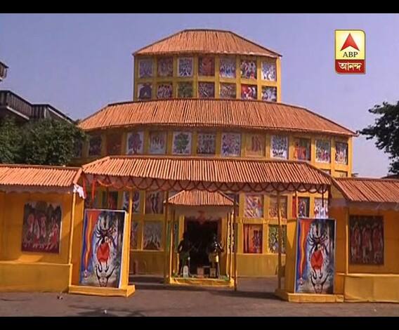 শারদ আনন্দ:বীরভূমের সিউড়ির হাটজনবাজার মিলনী সঙ্ঘের পুজো, থিম আদিবাসী সংস্কৃতি