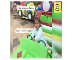 Kareena Kapoor's son Taimur Ali Khan & Sunny Leone's daughter Nisha enjoy a toy train ride at Kainaat Singha's birthday party