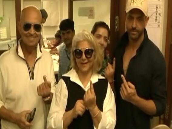Hirithik with family cast vote; come out of home and vote, says Rakesh Roshan