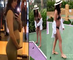 Pregnant Amy Jackson plays golf in a bikini flaunting baby bump!