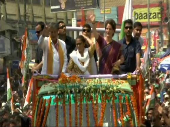 Priyanka Gandhi holds road show in Assam's Silchar
