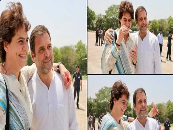 લોકસભા 2019 : પ્રચારમાં વ્યસ્ત રાહુલ-પ્રિયંકા લાંબા સમય પછી મળ્યા, જોવા મળ્યા હળવા મૂડમાં, જુઓ વીડિયો