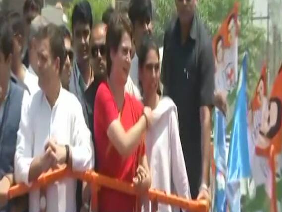 Priyanka Gandhi's children in roadshow of Rahul Gandhi