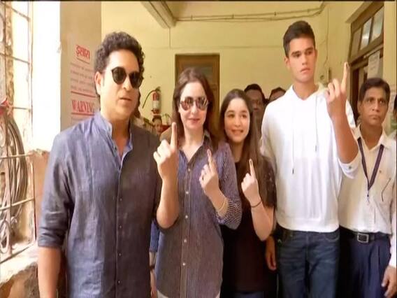  Mumbai: Sachin Tendulkar's kids Sara & Arjun step out to vote for the first time	