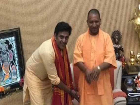 BJP candidate from Gorakhpur Ravi Kishan meets Yogi Adityanath