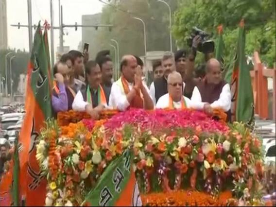 Rajnath Singh holds roadshow ahead of his nomination