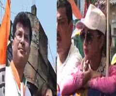 দুর্গাপুরে হুডখোলা গাড়িতে চড়ে প্রচার রণজিৎ মুখোপাধ্যায়ের, বারুইপুরে প্রচার মিমি চক্রবর্তীর