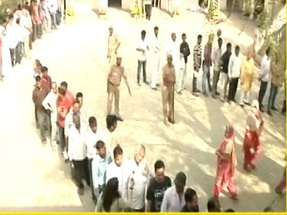Saharanpur: People stand in long queue to cast their ballot