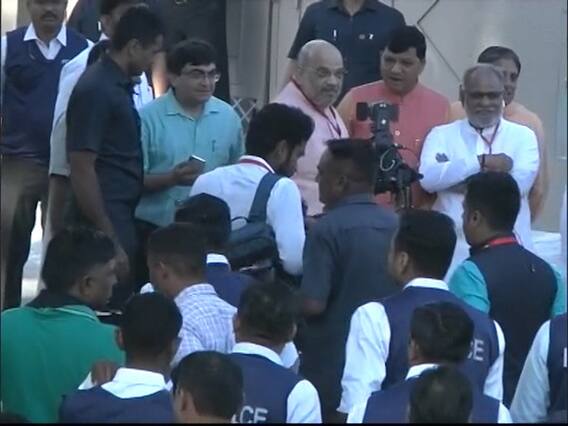 Amit Shah meets his supporters, reaches polling booth