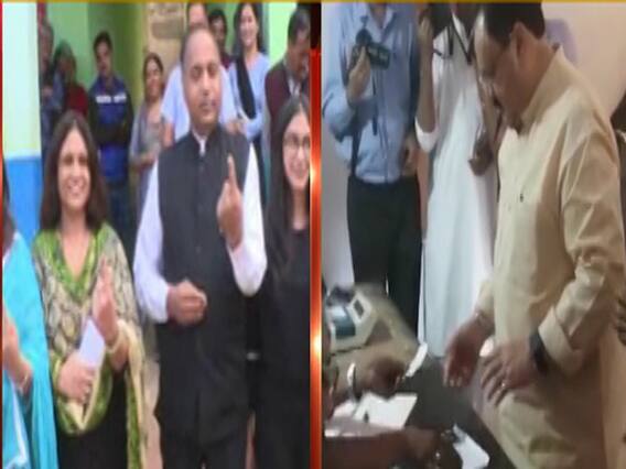 Jairam Ramesh, JP Nadda cast their vote in Himcahal Pradesh