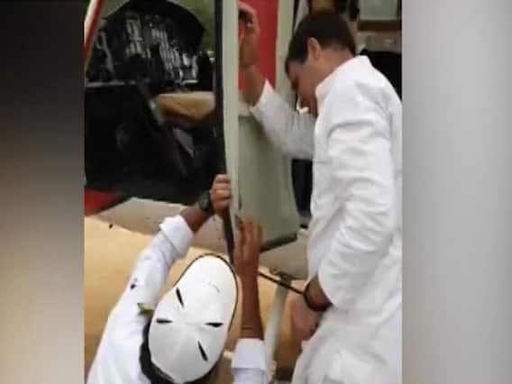 Rahul Gandhi helps pilot repair helicopter's door, Video goes viral