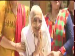 PM Modi's mother Heeraben accepts people's wishes with folded hands