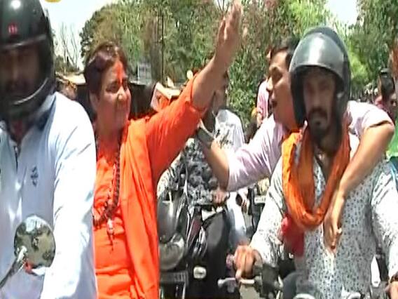 BJP candidate Sadhvi Pragya holds 'bike-show' in Bhopal