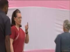Sonia Gandhi casts her vote, shows her inked finger