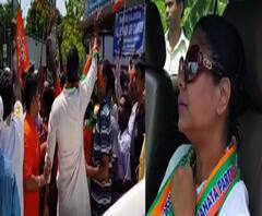 খেজুরির পথে হেঁড়িয়ায় বিজেপি নেত্রী ভারতী ঘোষের কনভয় আটকাল পুলিশ, বিক্ষোভ বিজেপি সমর্থকদের