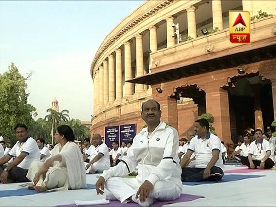 LS speaker Om Birla leads yoga day celebrations at Parliament
