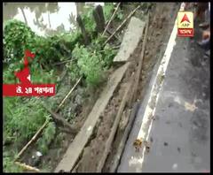 টানা বৃষ্টি, টিটাগড়ে কল্যাণী এক্সপ্রেসওয়ে লাগোয়া রাস্তায় ধস